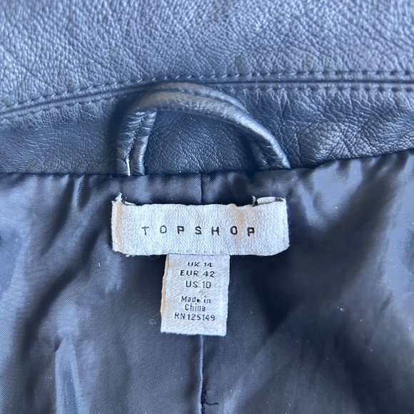 Topshop Black Leather Moto Jacket - Picture 11 of 14